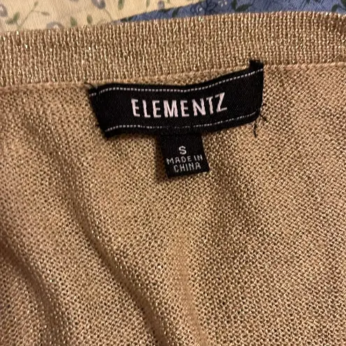 Elementz tan and gold cardigan with attached camisole size small - Image 6