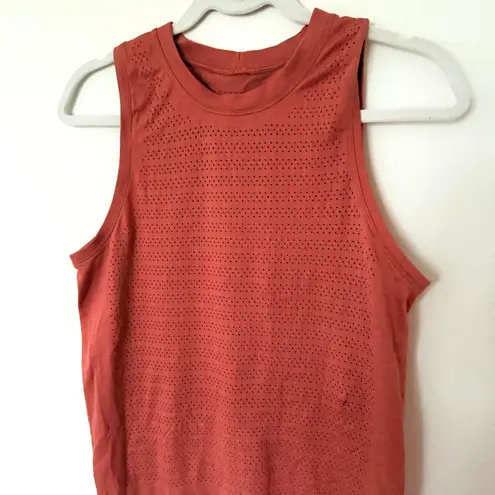 Lululemon Breeze By Muscle II Copper Clay Tank Top Relaxed Fit Hip Length Sz 6 Orange
