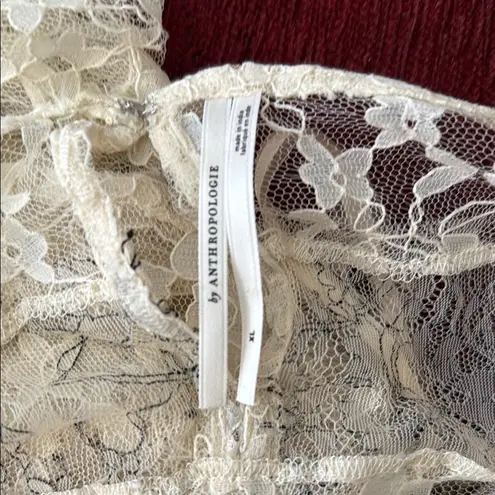 Anthropologie Cream Lace Chemise with Floral Design Size XL
