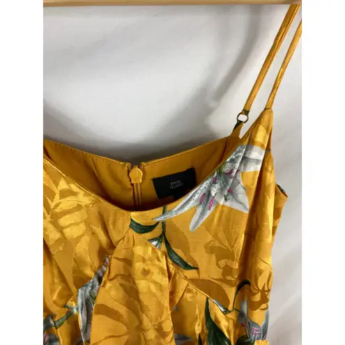River Island Yellow Floral Sleeveless Satin Romper Size 6