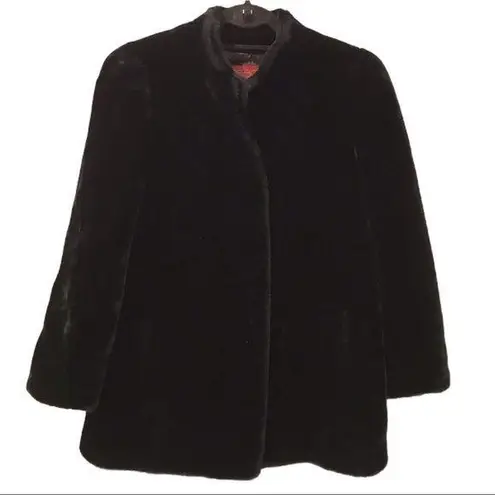 Vintage Sasson faux fur black coat Size 10 glamorous, hollywood mob wife lux