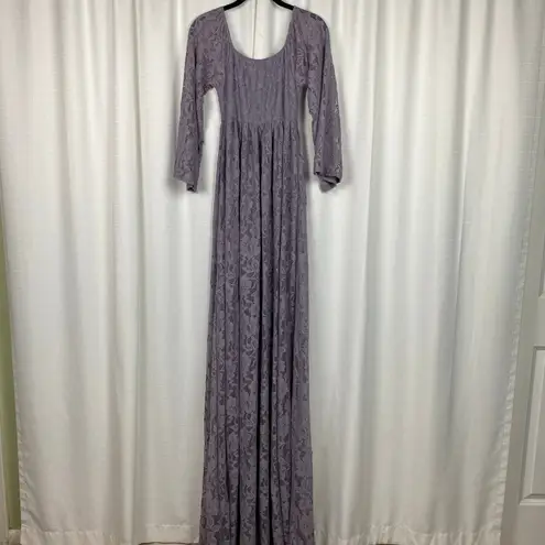 Pinkblush Purple Lace Off The Shoulder Draped Maternity Photoshoot Gown Sz.S NWT