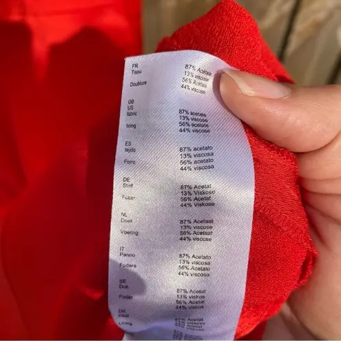 Maje Rahon Red Orange Silky Textured Mini Dress