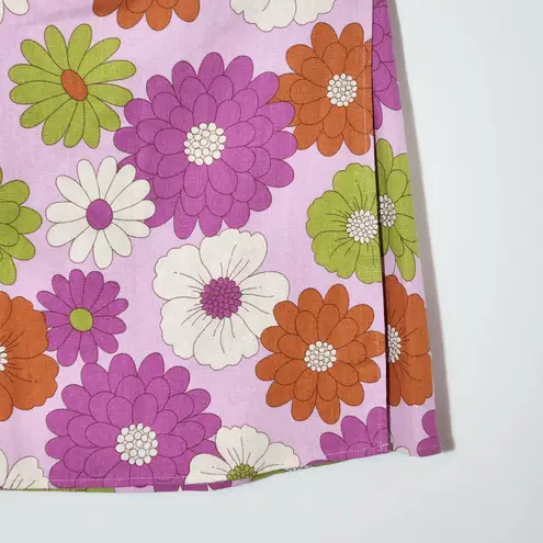 Princess Highway Linen Blend Pink Floral Wrap Mini Skirt Size 16 NWT