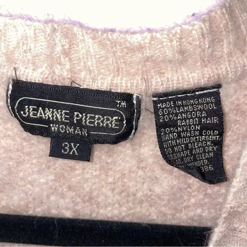 Jeanne pierre L Wool Angora Blend Sweater Vest Beige Sleeveless Cardigan