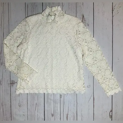 Coldwater Creek Off-White Lace Mock Turtleneck Top Size M