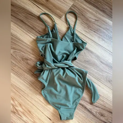 Aerie  Green Wrap One Piece Swimsuit- Size Small Long