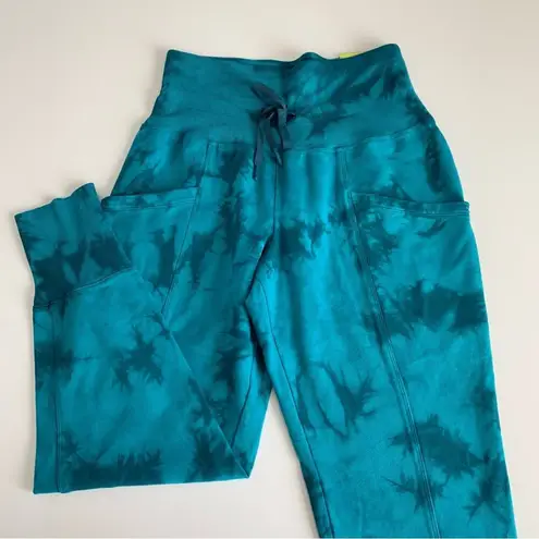 All In Motion  Teal Green Tie Dye High Rise Ribbed Jogger Loungewear Sweatpants