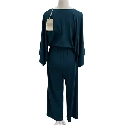 Garnet Hill NWT Kimono Sleeve Jumpsuit Stretch Wide Leg Cropped Teal size XS