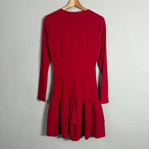 Alexia Admor Pluto Rosette Long Sleeve Mini Dress Women's Small Red Ruffle NWT