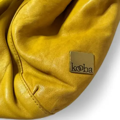 Kooba Vintage Mustard Yellow Leather Tote Bag with Bow Detail & Gold Hardware