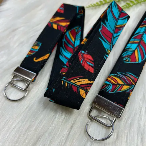 Feather lanyard and key ring holder (set) Black