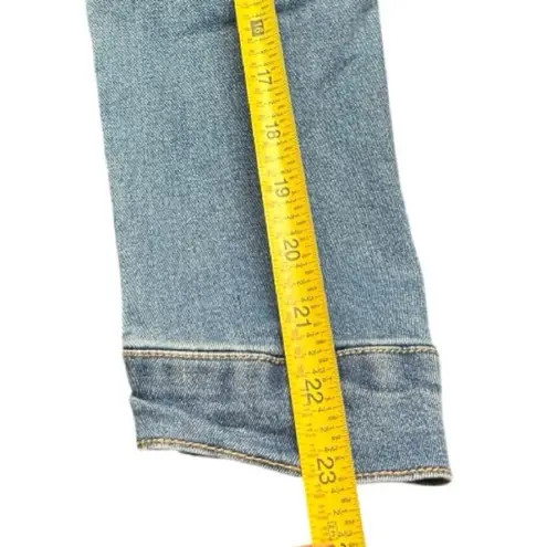 Max jeans Jacket Womens Medium Blue Jean Denim Distressed Stretch Moto Hippie