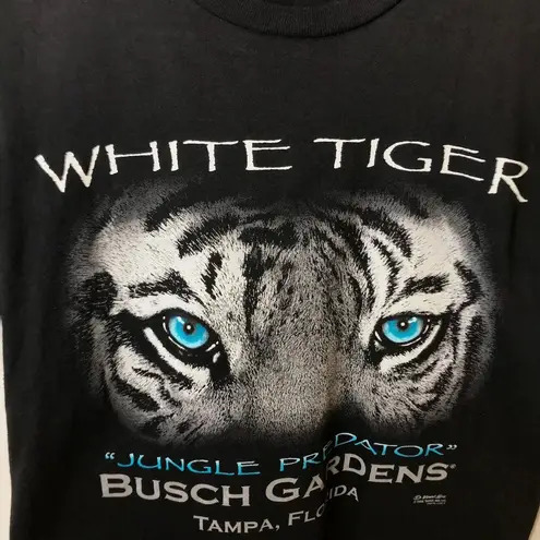 Anvil 2008 Vintage Organic White Tiger Jungle Predator T Shirt 00s Tampa