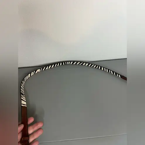 Ann Taylor LOFT Full Genuine Leather Real Animal Fur Zebra Print Dyed VTG Belt S