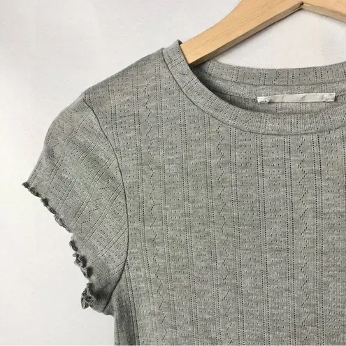 Elodie Boutique Light Gray Lettuce Edge Short Sleeve S