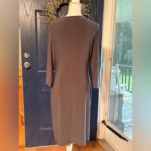 Ralph Lauren Lauren  Womens Gray Faux Wrap Sheath Midi Dress Size 10