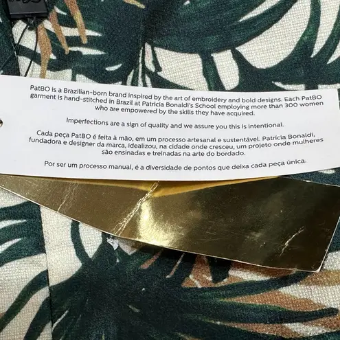 PatBo Plunge Neckline Green Tropical Palm Print One Shoulder Jumpsuit SZ 8 NWT