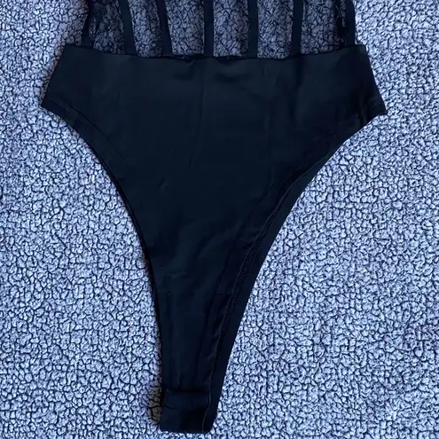 Elegant Black Lace Bodysuit Size XL