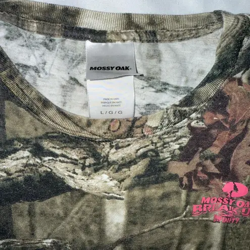 Mossy Oak  Women's Forest Camo Cut Off Tank Top With Graphic Size Large