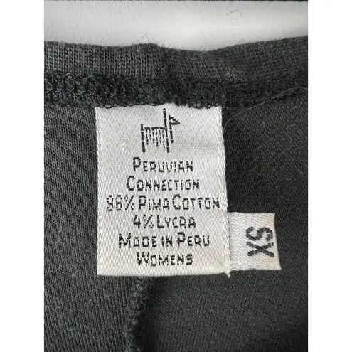 Peruvian Connection Black Pima Cotton Short Sleeve Dress XS