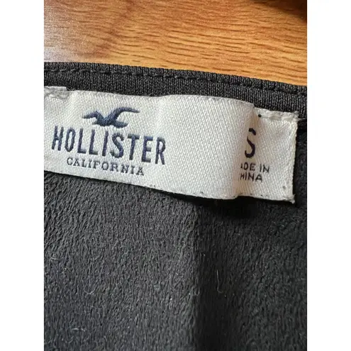 Hollister Black Faux Leather Corset Top Tank Style Square Neck Bustier Small