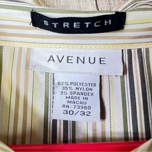 Avenue Stretch 30/32 Button Front Long Sleeve Striped Shirt