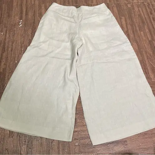 EUN HWA Paris Tan Linen Wide Leg Culottes Cropped Capri Pants Lagenlook 46 Size undefined