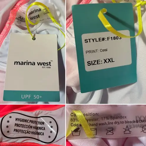 Unique Vintage Bright Coral One Shoulder One Piece Swimsuit Bow Tie XXL NWT