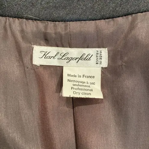 Karl Lagerfeld Vintage 100% Wool Brown Tuxedo Coat Dress Made In France