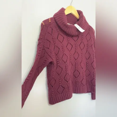 Loft Bobble Turtleneck Knit Burgundy Sweater Size Large NWT