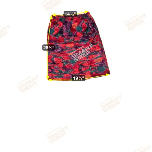 Raul Blanco Silk Skirt Suit, Vintage Multicolor Floral, Size 8, Pleated Skirt Red