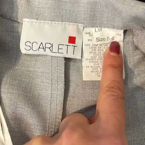 Scarlett 2 pc Vintage Suit. Woman’s Size 5/6 Light Gray. Embroidery on Jacket