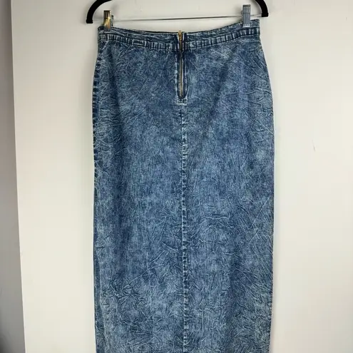 Judy Blue Denim Midi Maxi Skirt Sz 1XL Acid Wash Stretch High Slit A Line