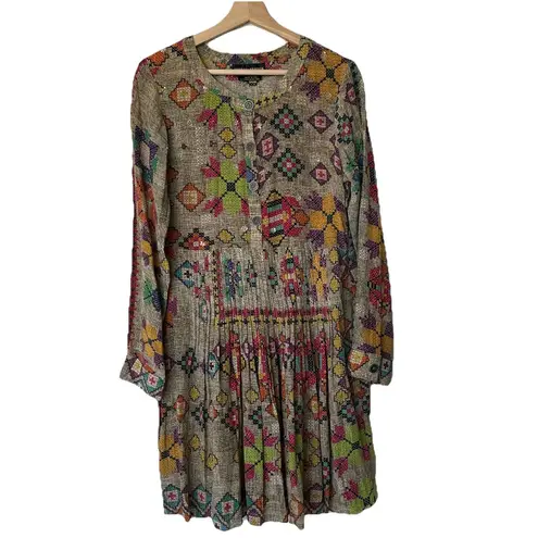 Hemant and Nandita Silk Pintuck Prima Pleated Beaded Dress Luxury Classic 10