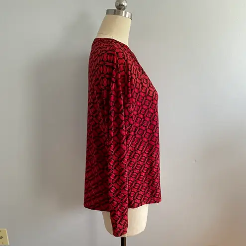 Dana Buchman Pullover Geometric Pattern Blouse- Red- Size L