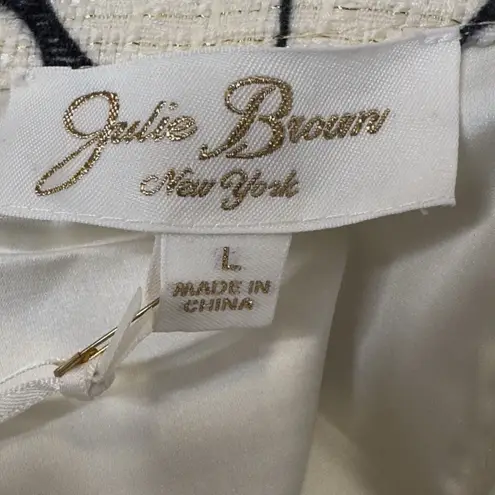 Julie Brown NY Skirt Mini size Large Navy Ivory Gold NWT