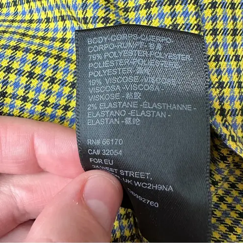 Urban Outfitters UO Darren Notched Pelmet Yellow Houndstooth Mini Skirt Sz S