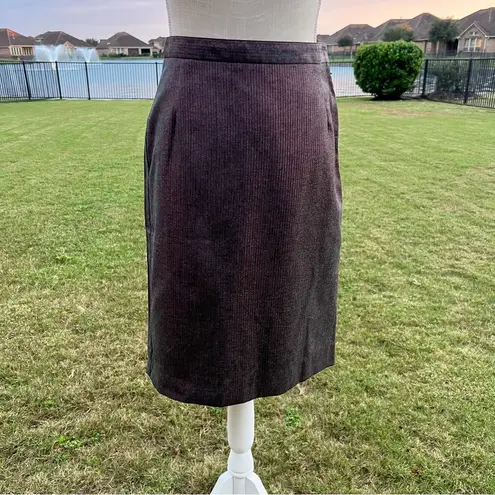 See By Chloe Metallic Dark Red Stripe Pencil Skirt