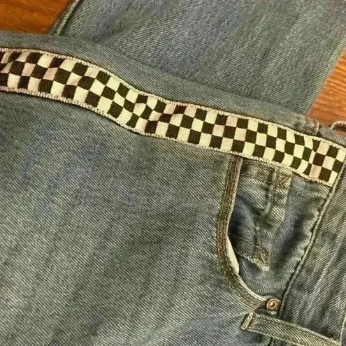 Empyre Eileen Checkered Striped Medium Wash Mom Jeans Size 0 Zumiez Distressed