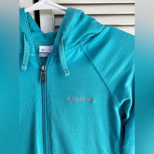 Columbia  Bright Teal Zip Up Jacket Cotton Hoodie Small