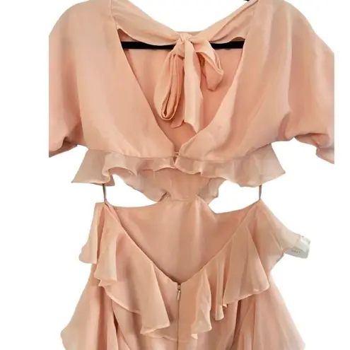 Fame and Partners Marissa Ruffle Maxi Dress Pale Pink Lined Boho Size 2 NWT