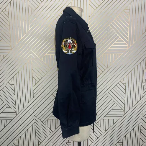 Zadig & Voltaire Kayak Mili Skull Military Jacket in Black Gold Size US XS