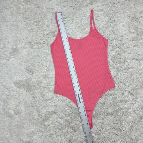 ASOS  Peach Pink Ribbed Spaghetti Strap Thong Bodysuit Size 8