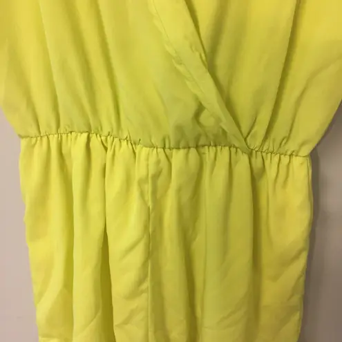 Honey Punch Chartreuse Ruffle Trim Romper