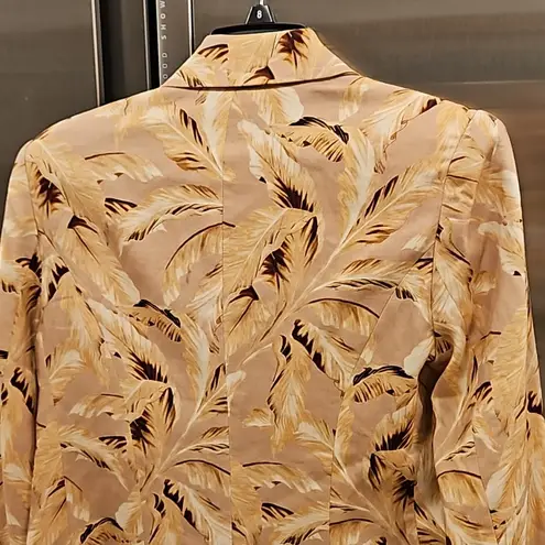 L'Agence 💕 Brooke Double Breasted Crop Blazer Honey Multi Tonal Palm Leaf 6 NWT