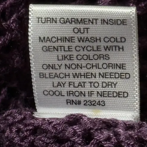 Soho New York Jeans Purple Crochet Knit Long Sleeve V Neck Tunic Top Size M