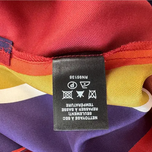 Lafayette 148 Large Brayden Vertical Stripe Tunic Blouse Button Down Silk Small Red - Image 7