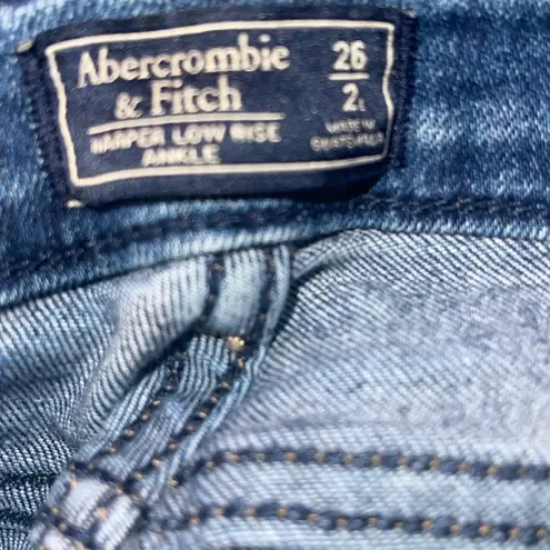 Abercrombie & Fitch  Harper Low Rise Ankle Womens Jeans Size 25/2L Blue Raw Hem - Image 3