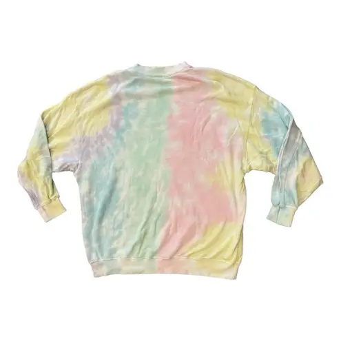 Show Me Your Mumu  Boyfriend Tie Dye Sweatshirt Rainbow Pastel small